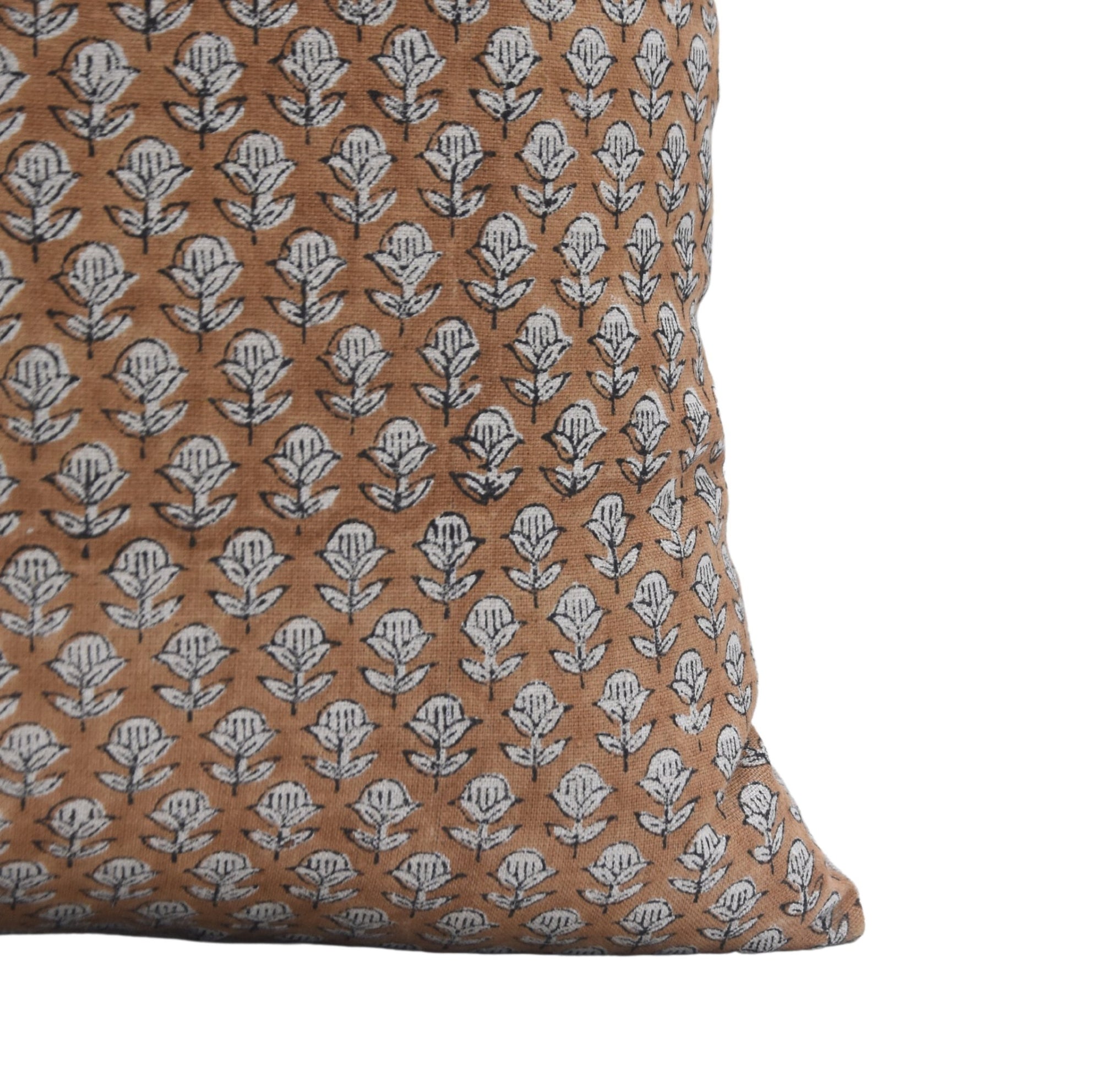 Designer Throw Pillow Cover in Hand Block Print Thick Linen - TARANGINI - Fabdivine