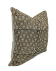 Block print Pillow cover for sofa, couch or bed- thick/heavy linen- TULSI BUTI- BROWN - Fabdivine