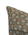 Block print Pillow cover for sofa, couch or bed- thick/heavy linen- TULSI BUTI- BROWN - Fabdivine