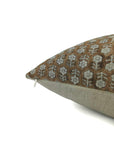 Block print Pillow cover for sofa, couch or bed- thick/heavy linen- TULSI BUTI- BROWN - Fabdivine