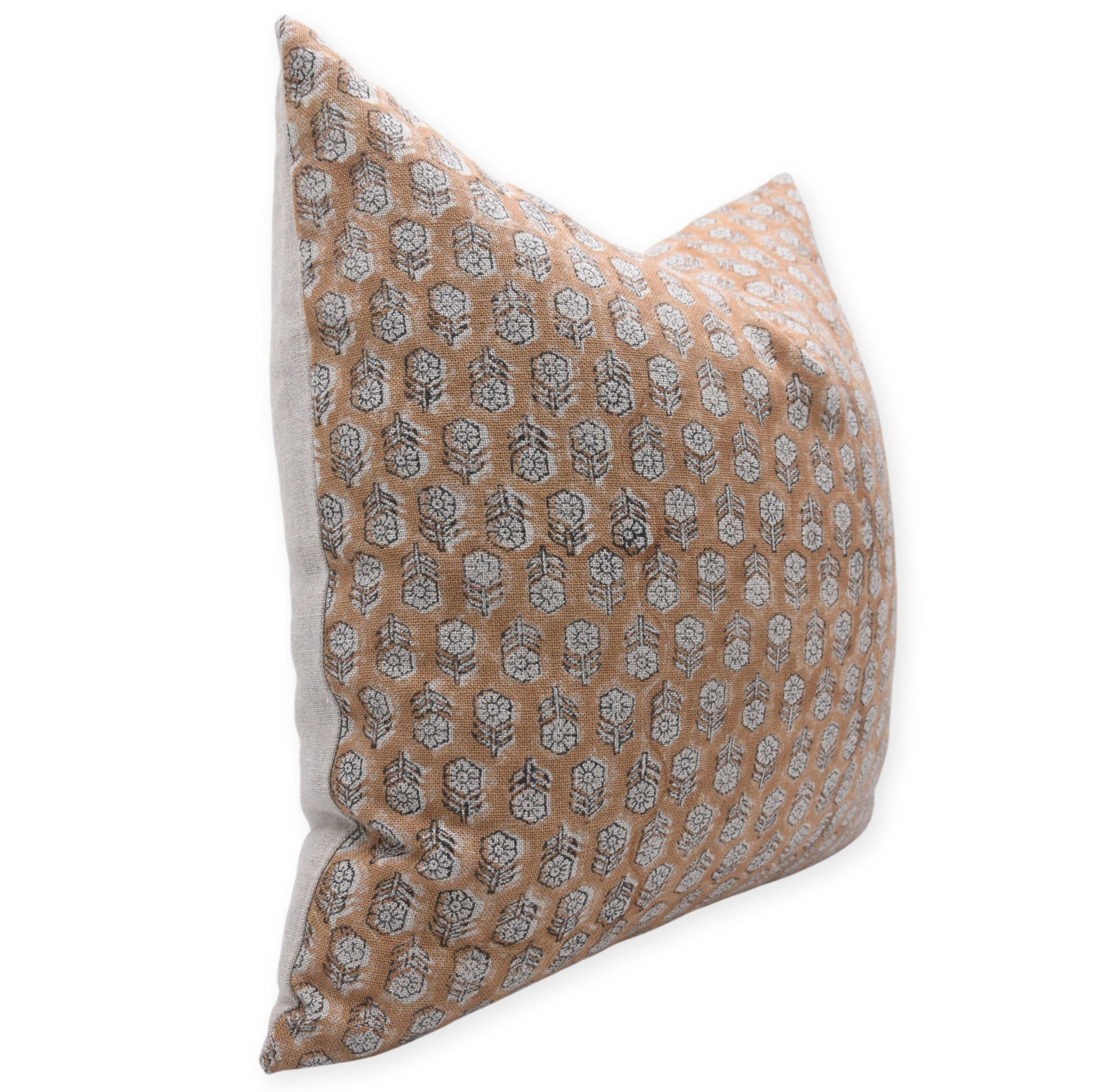 Thick Linen block print designer boho pillow/cushion cover- TULSI BUTI - Fabdivine