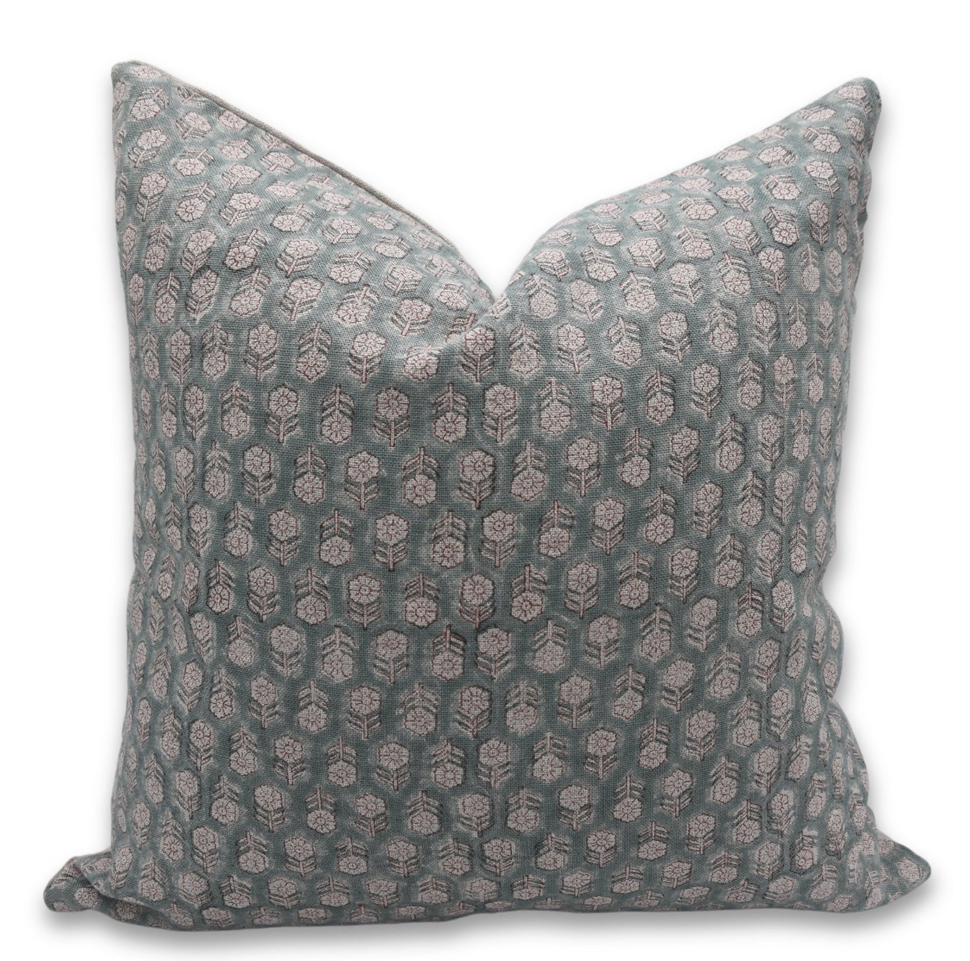 Thick Linen block print designer boho pillow/cushion cover- TULSI BUTI - Fabdivine