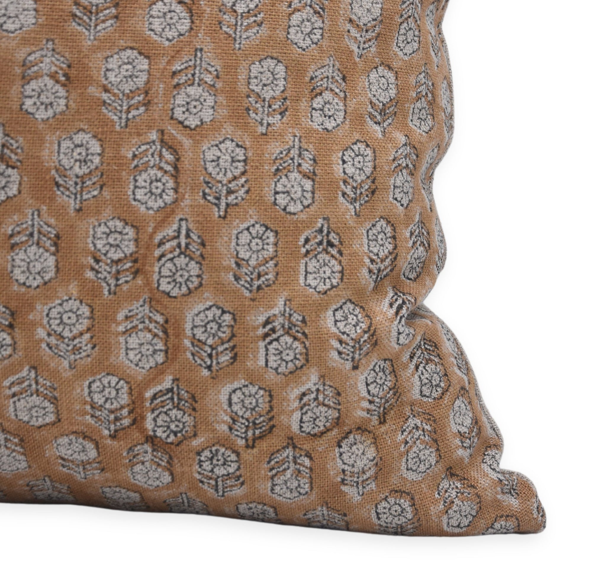 Thick Linen block print designer boho pillow/cushion cover- TULSI BUTI - Fabdivine