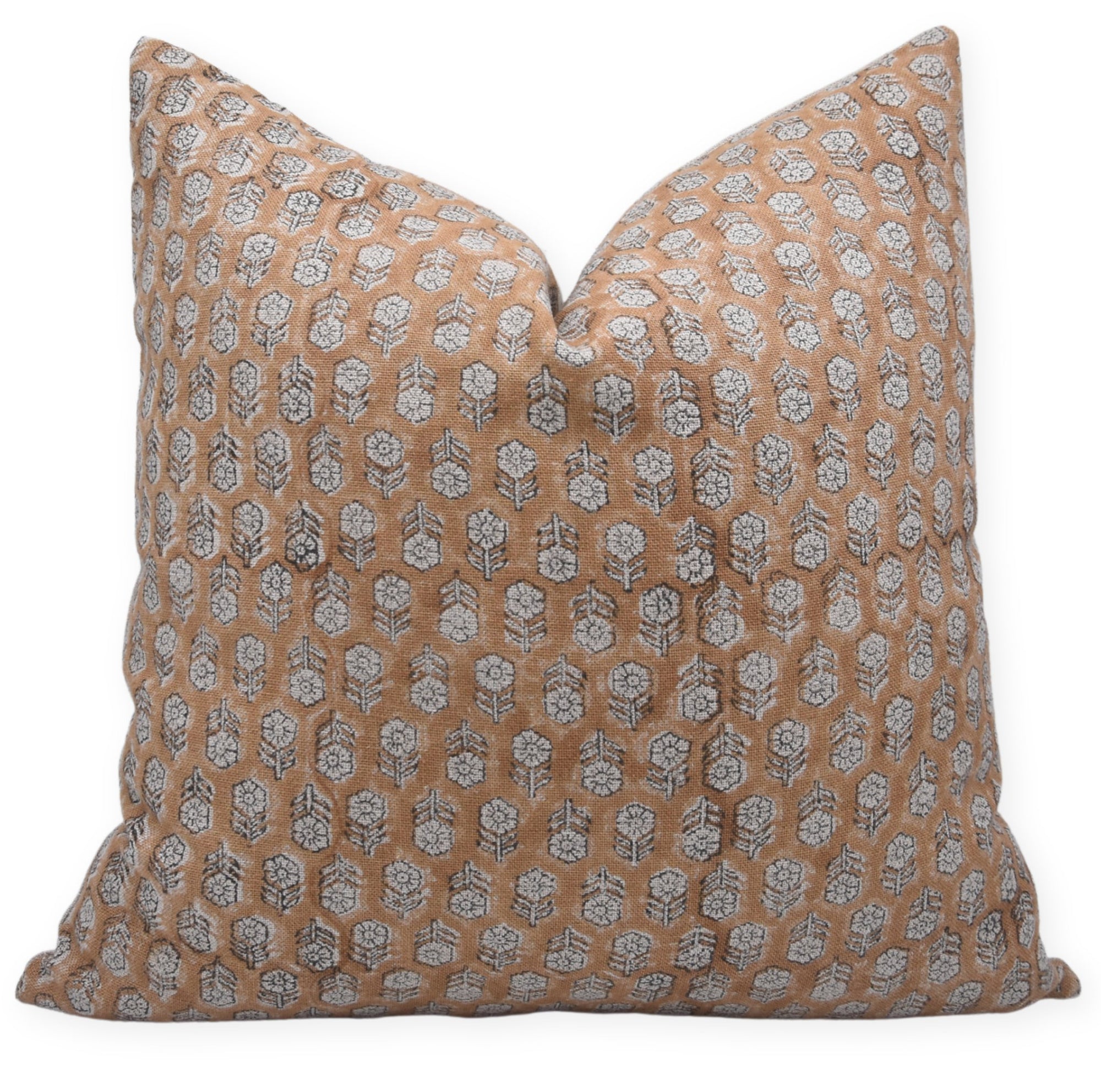 Thick Linen block print designer boho pillow/cushion cover- TULSI BUTI - Fabdivine