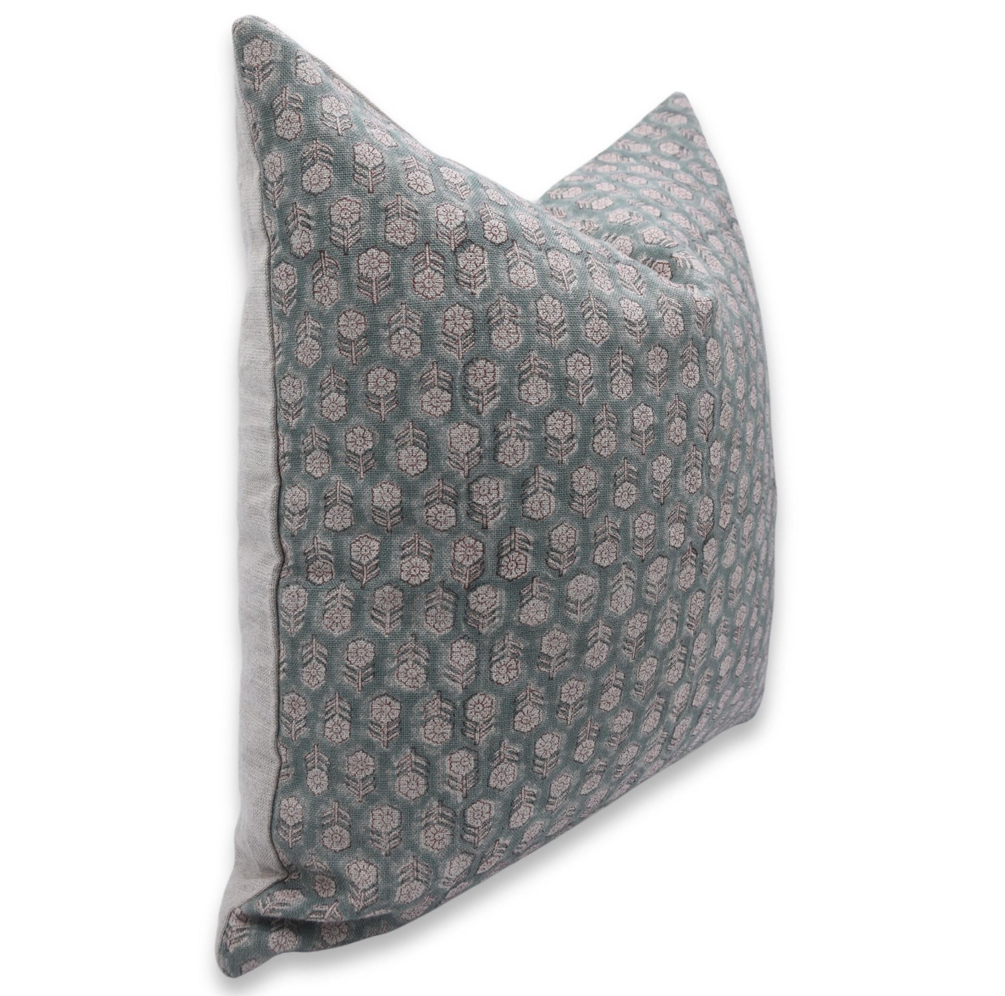 Thick Linen block print designer boho pillow/cushion cover- TULSI BUTI - Fabdivine