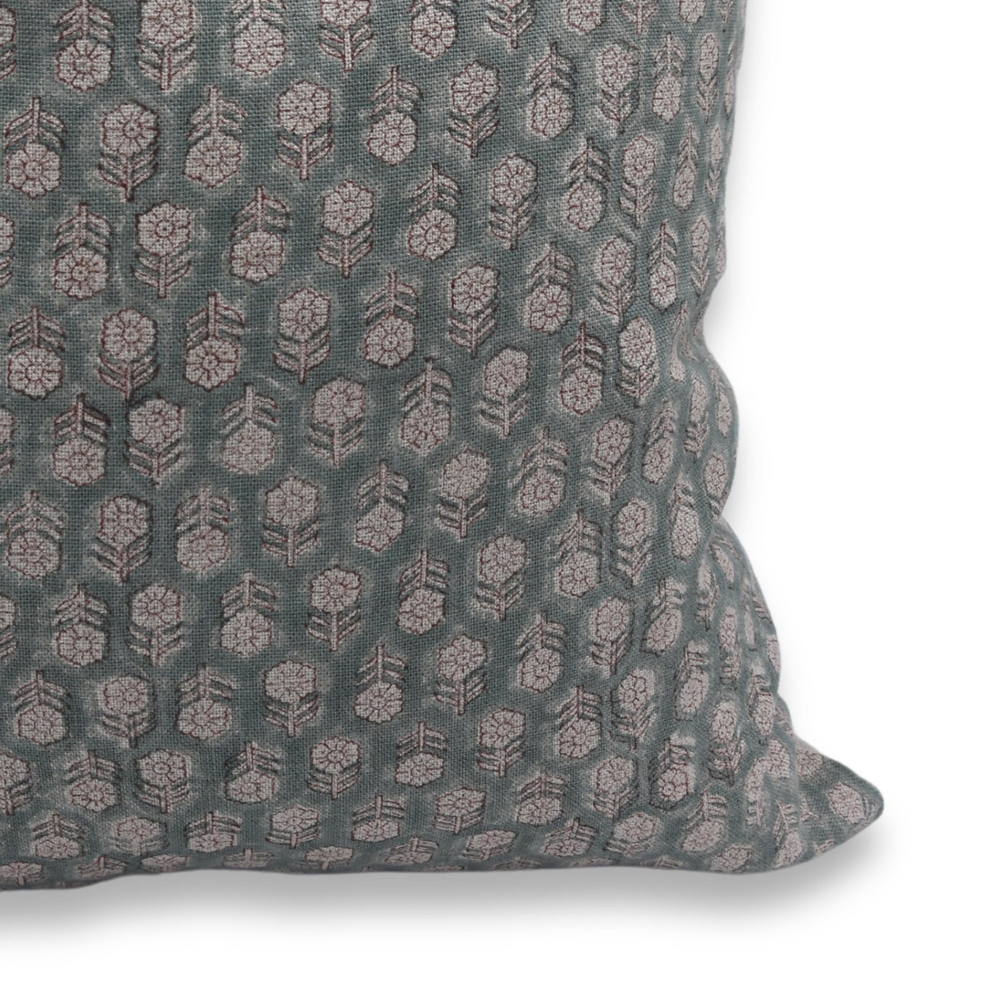 Thick Linen block print designer boho pillow/cushion cover- TULSI BUTI - Fabdivine