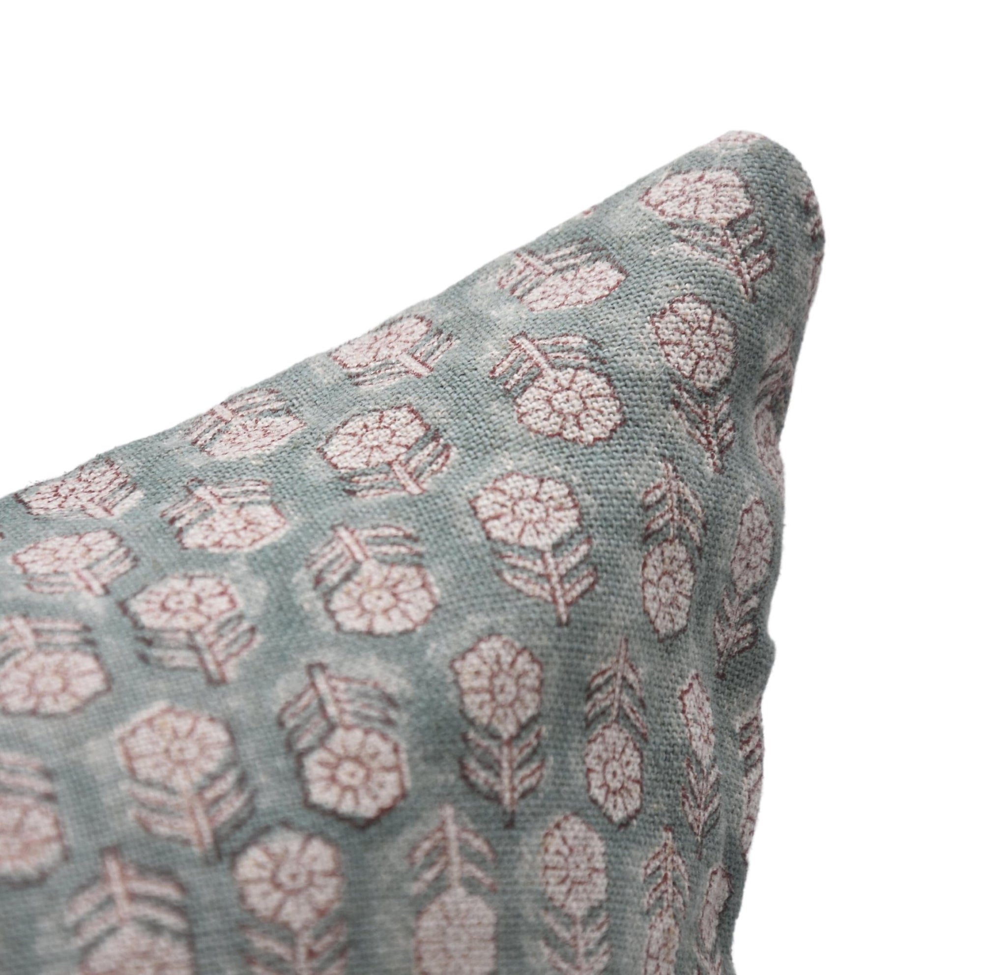 Thick Linen block print designer boho pillow/cushion cover- TULSI BUTI - Fabdivine