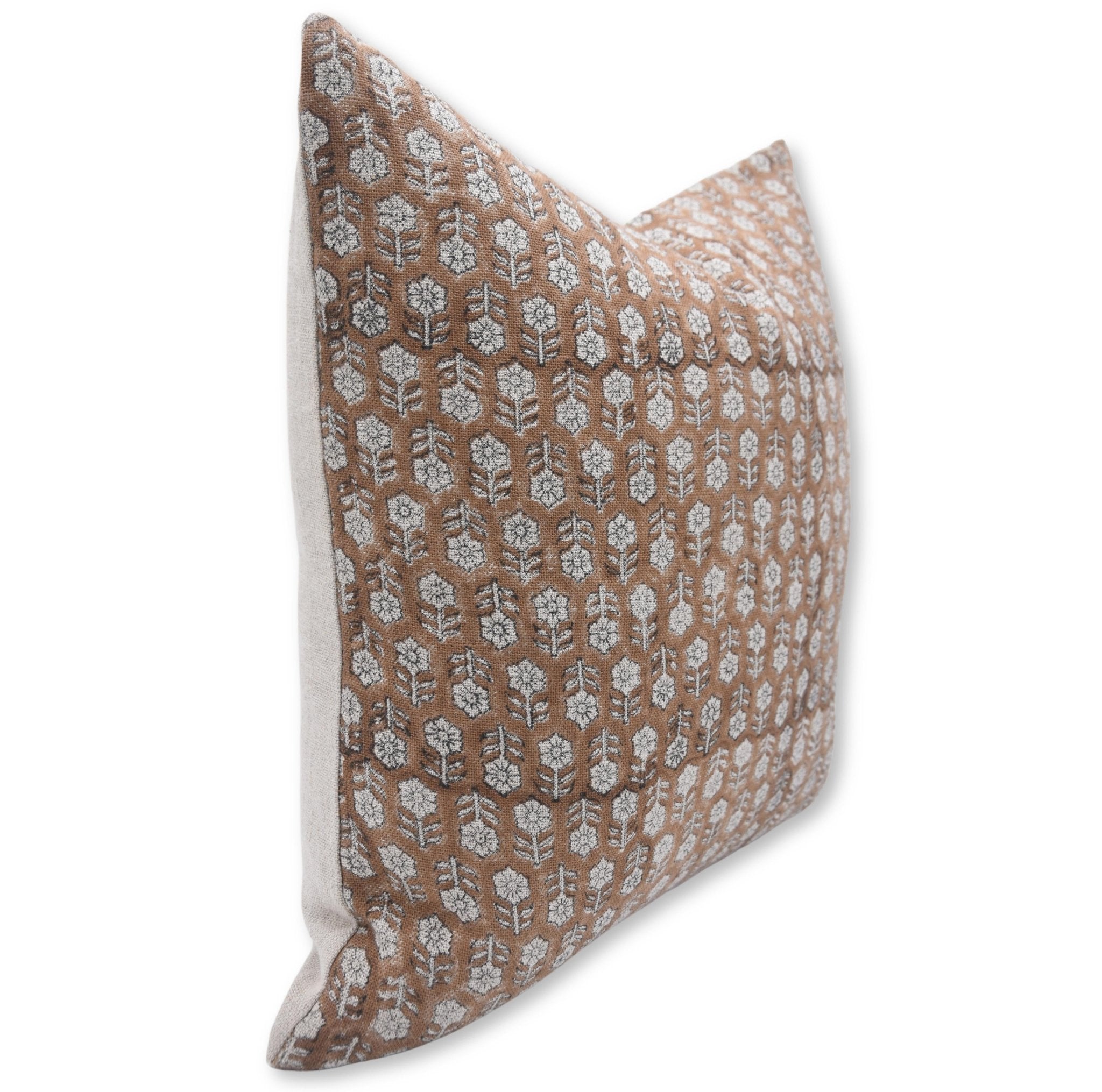 Block print Thick/Heavy Linen throw pillow cover- TULSI BUTI - Fabdivine