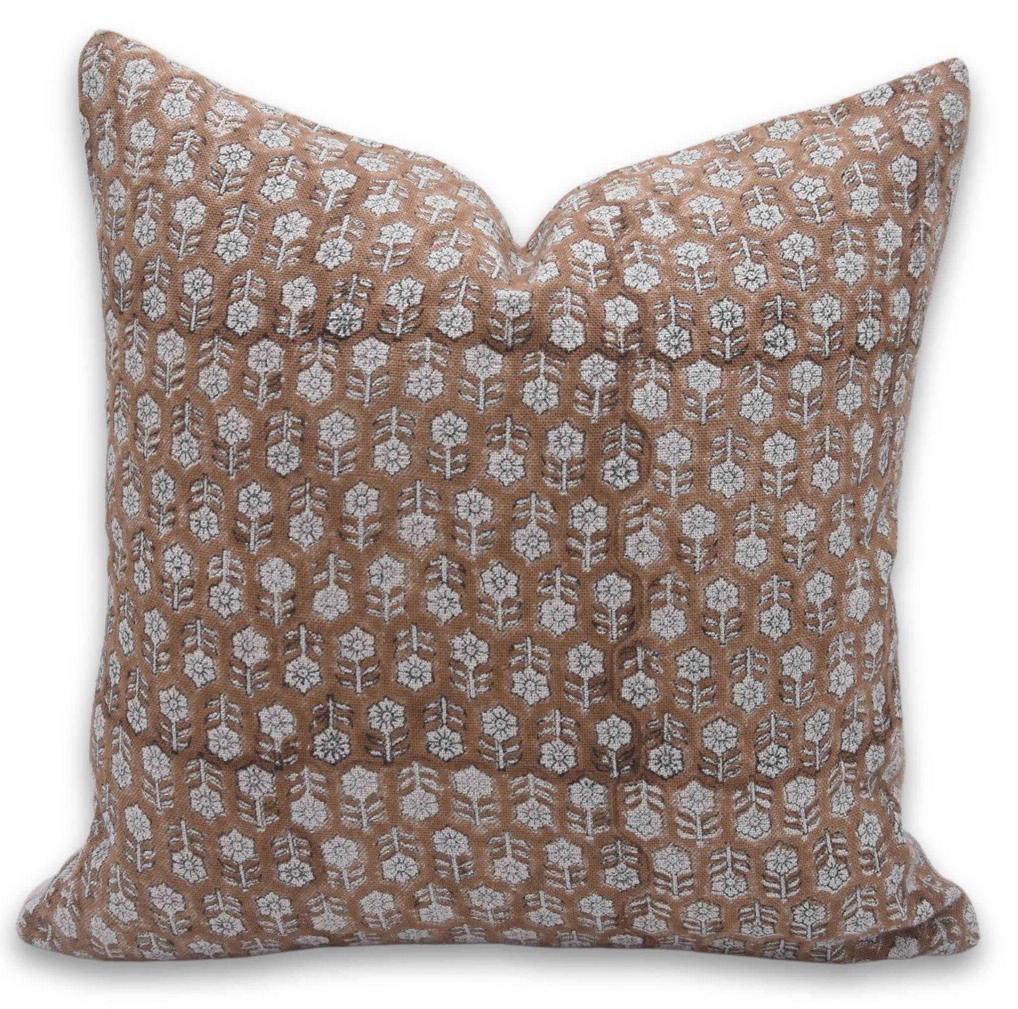 Block print Thick/Heavy Linen throw pillow cover- TULSI BUTI - Fabdivine