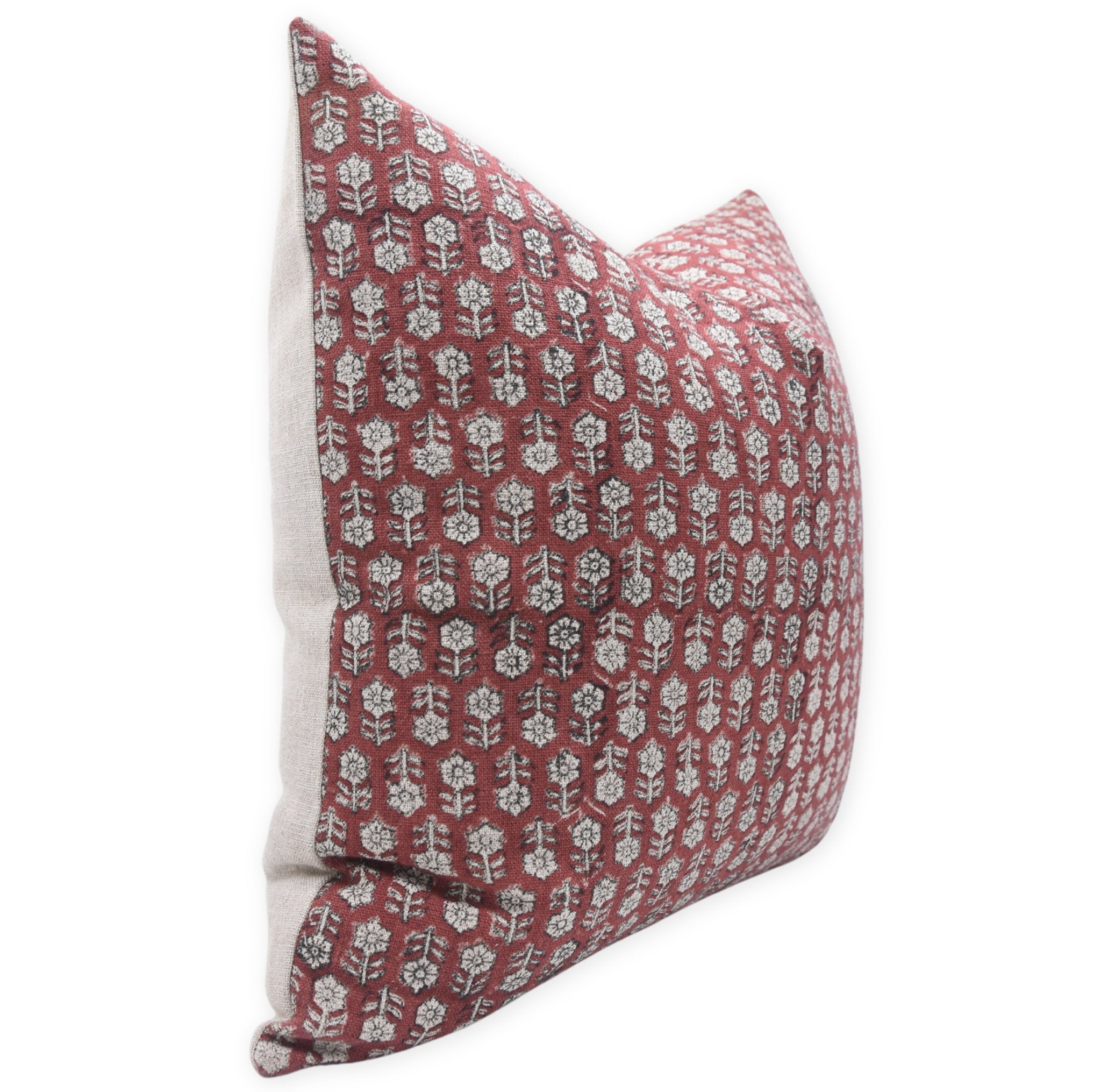 Heavy/Thick Linen block print designer boho pillow/cushion cover- TULSI BUTI - Fabdivine