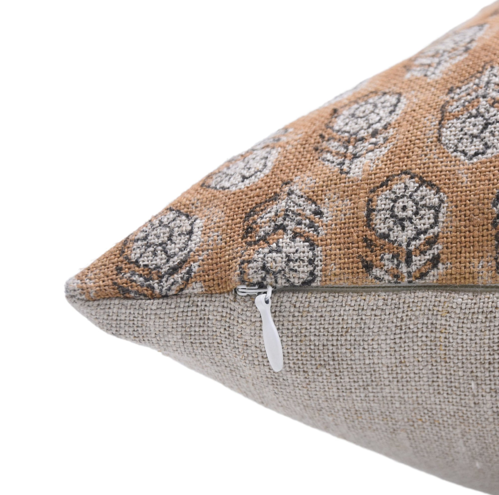 Thick Linen block print designer boho pillow/cushion cover- TULSI BUTI - Fabdivine