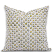 Pure Linen block print designer boho pillow/cushion cover- ALIA- GREEN AND YELLOW - Fabdivine