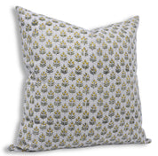 Pure Linen block print designer boho pillow/cushion cover- ALIA- GREEN AND YELLOW - Fabdivine