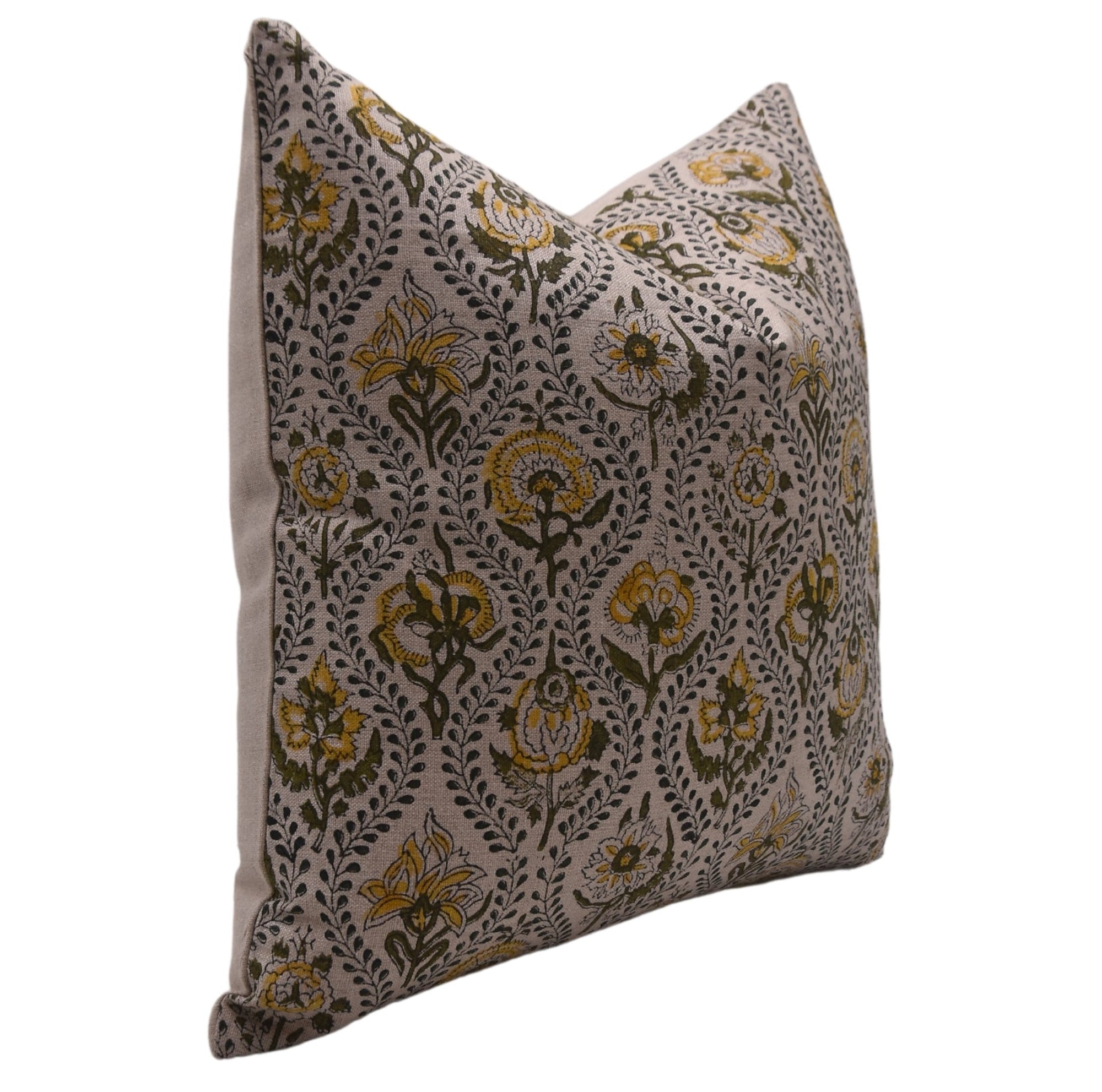 Block Print Pure Linen Pillow Cover - AMARBEL - Fabdivine