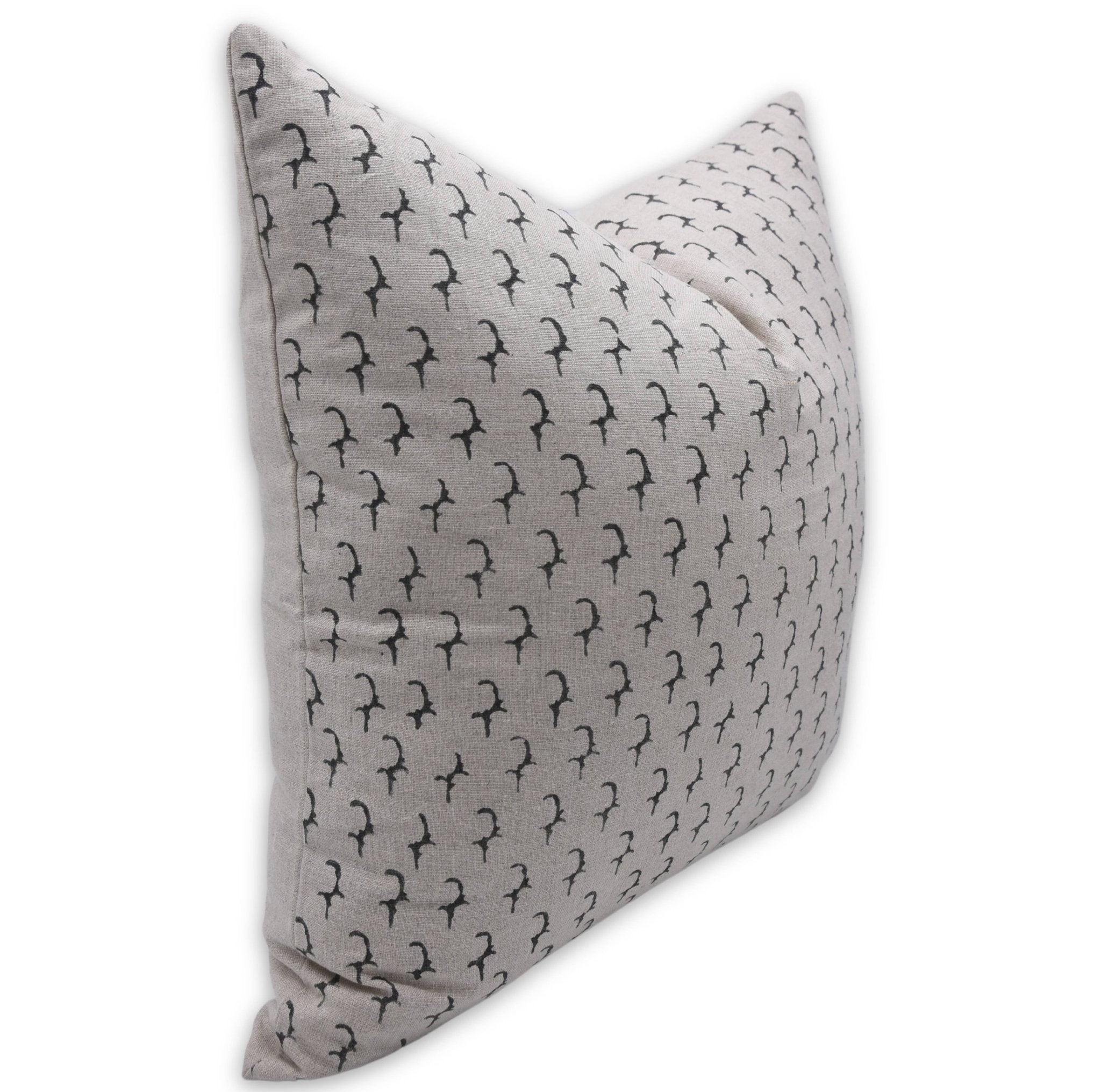 Pure Linen block print designer boho pillow/cushion cover- ANKUSH - Fabdivine