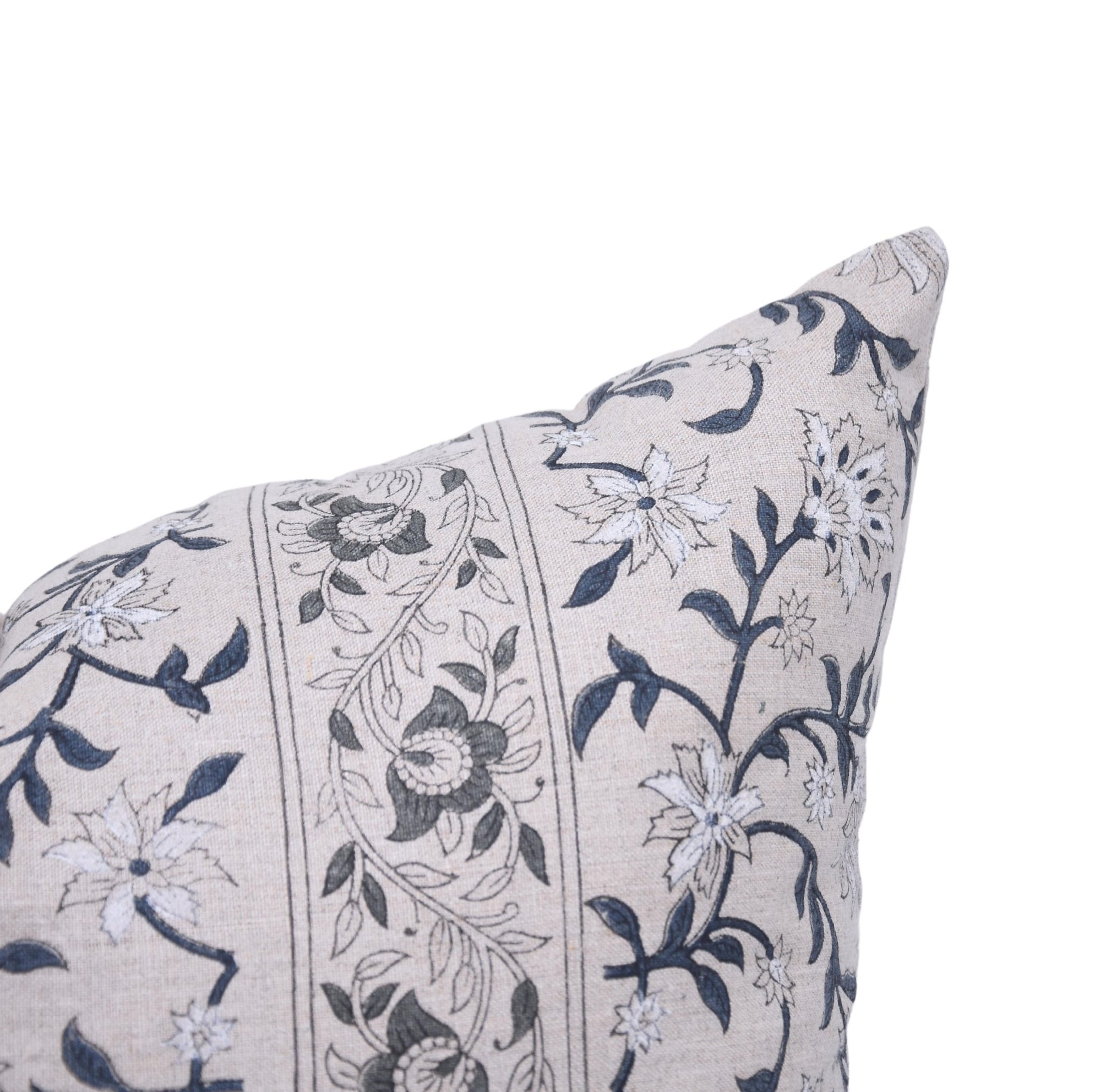 Block print pure linen throw pillow cover- ARADHANA - Fabdivine