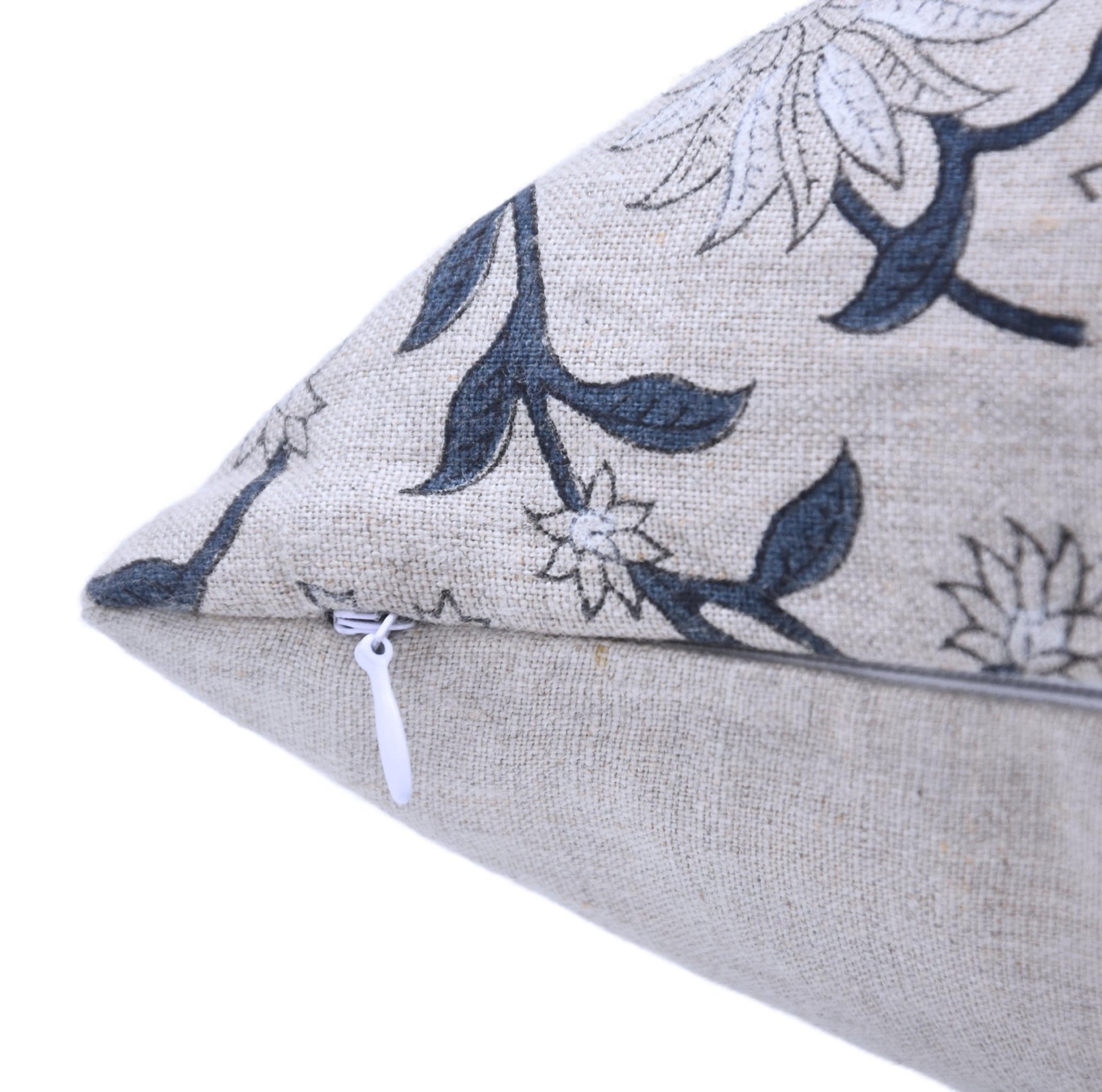 Block print pure linen throw pillow cover- ARADHANA - Fabdivine