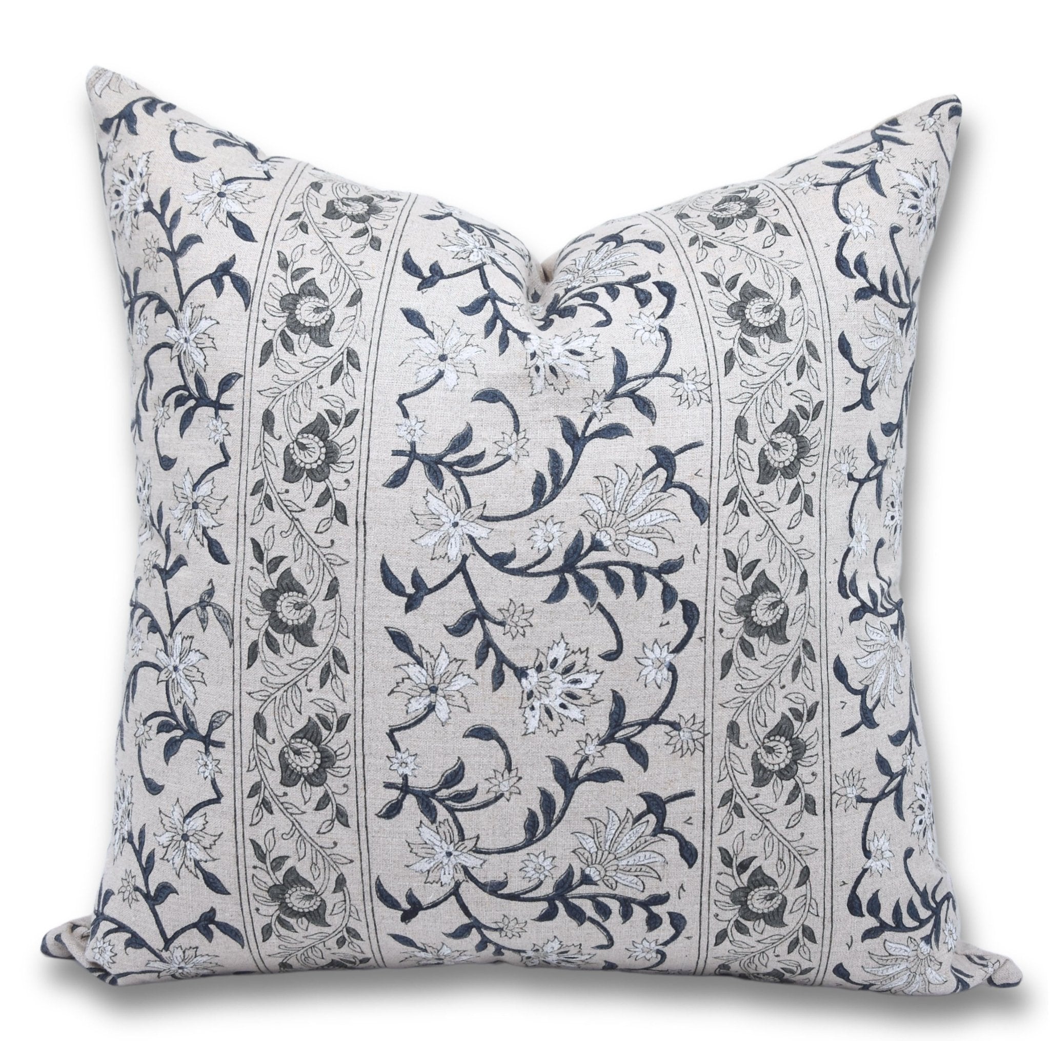 Block print pure linen throw pillow cover- ARADHANA - Fabdivine