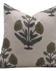 BADSHAH GREEN Pure Linen block print boho pillow/cushion cover - Fabdivine