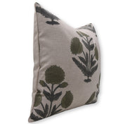 Block Print Pure Linen Pillow Cover - BADSHAH GREEN - FABDIVINE LLC