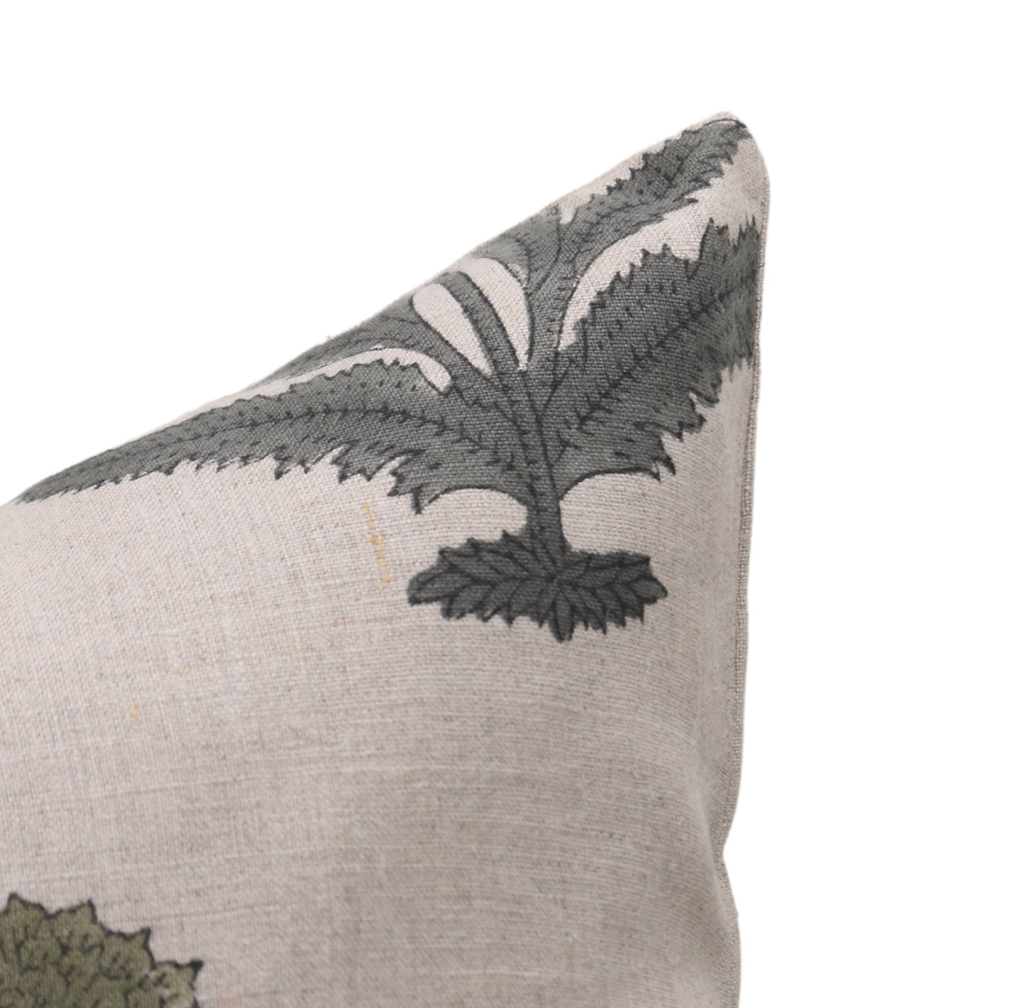 BADSHAH GREEN Pure Linen block print boho pillow/cushion cover - Fabdivine