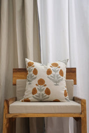 Throw Pillow Cover –Designer Collection of Hand Block Print Pure Linen- BADSHAH - Fabdivine