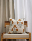 Throw Pillow Cover –Designer Collection of Hand Block Print Pure Linen- BADSHAH - Fabdivine