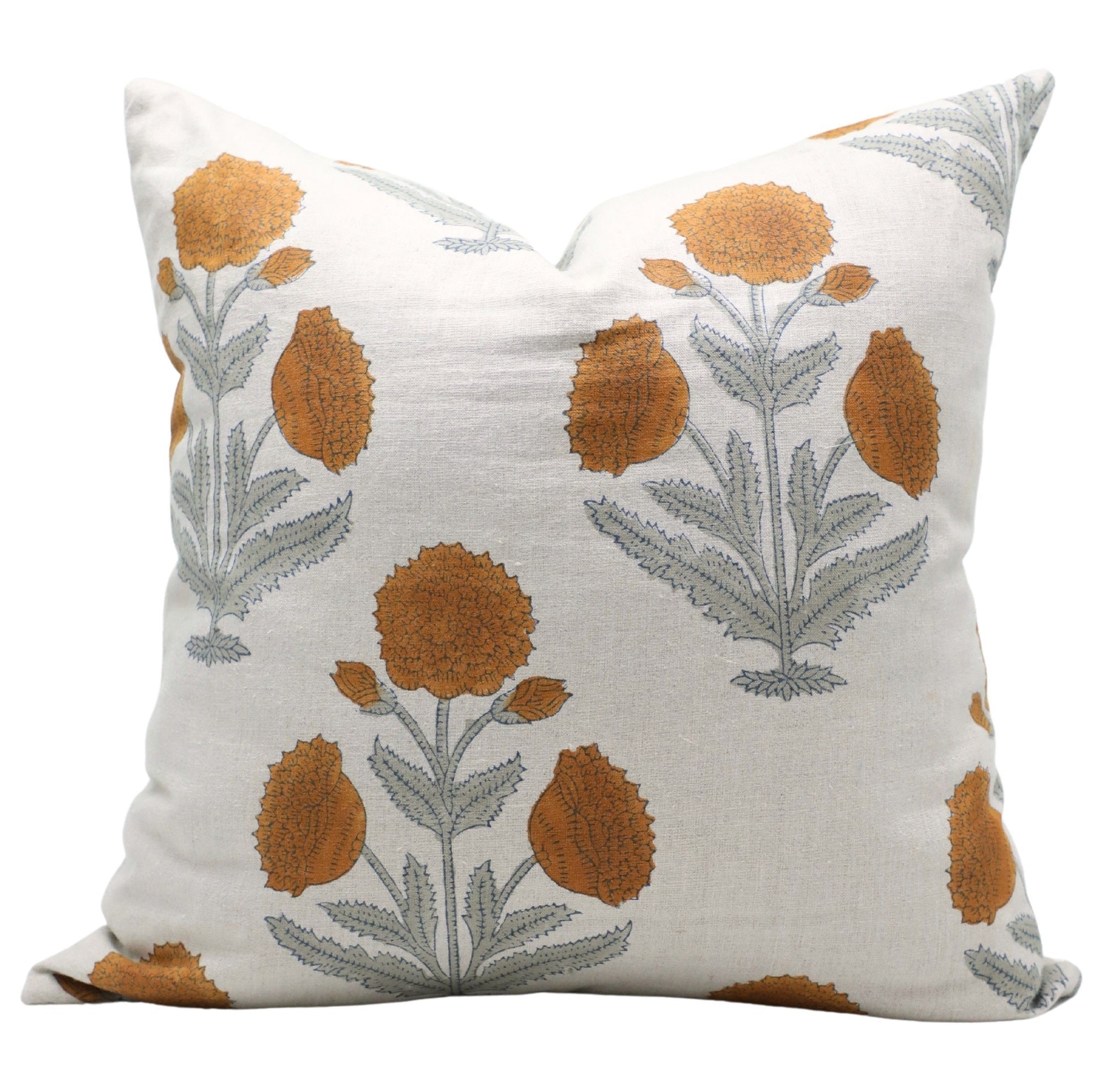 Throw Pillow Cover –Designer Collection of Hand Block Print Pure Linen- BADSHAH - Fabdivine