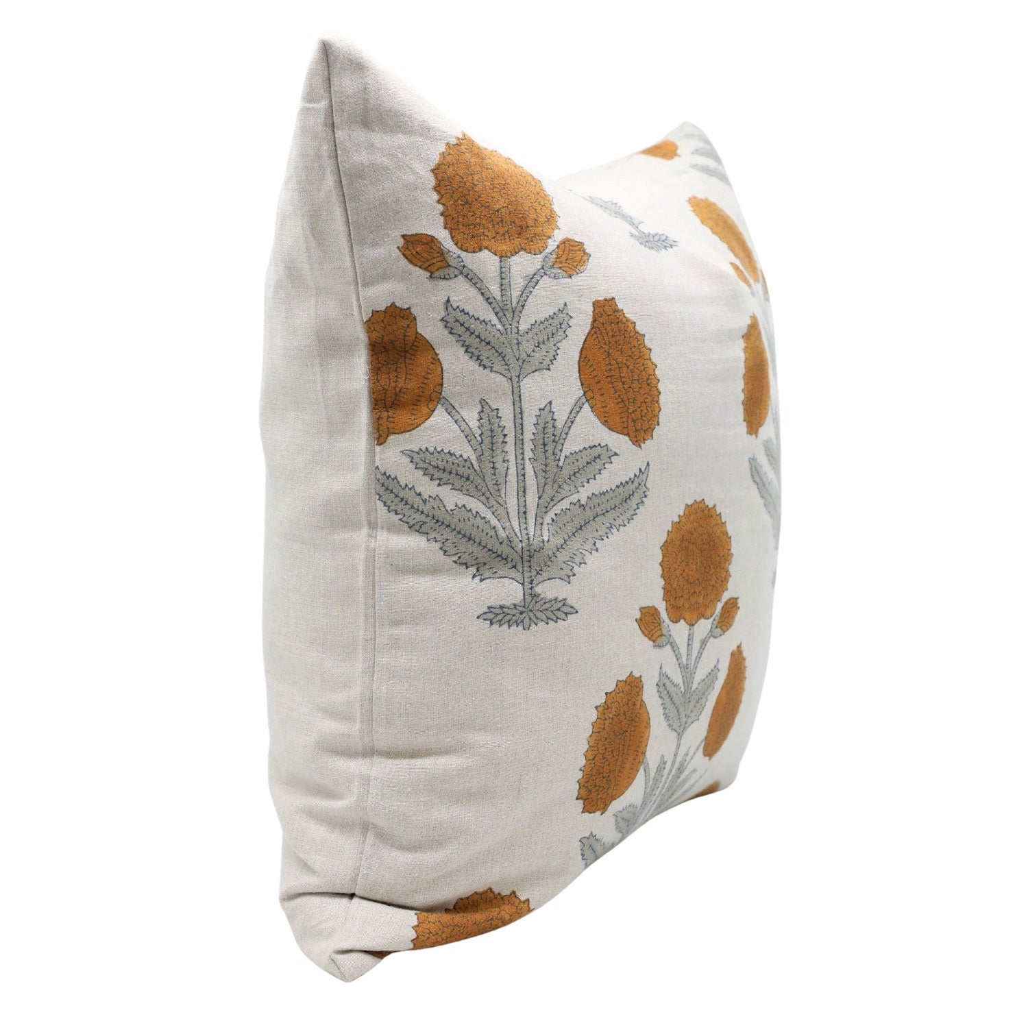 Throw Pillow Cover –Designer Collection of Hand Block Print Pure Linen- BADSHAH - Fabdivine