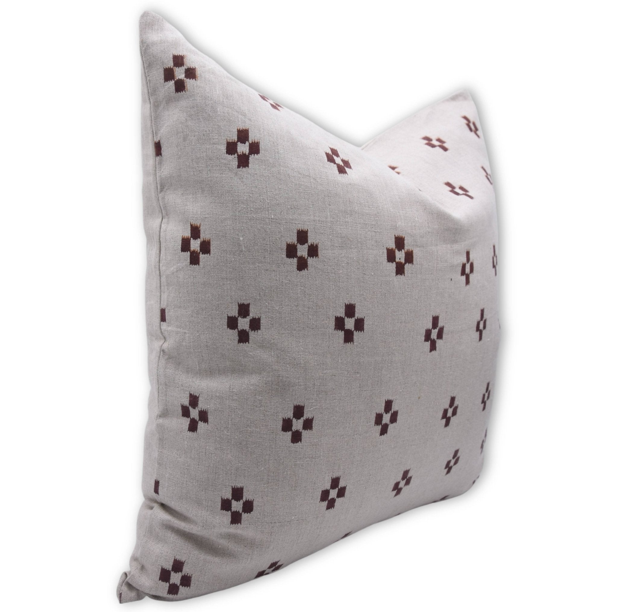 Lumber block print pillow cover- pure linen- BARFI - Fabdivine