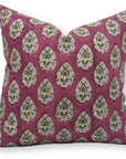 Pure Linen throw pillow cover with Block print - BETAL LEAF PURPLE - Fabdivine