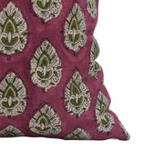 Pure Linen throw pillow cover with Block print - BETAL LEAF PURPLE - Fabdivine