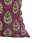 Pure Linen throw pillow cover with Block print - BETAL LEAF PURPLE - Fabdivine