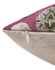 Pure Linen throw pillow cover with Block print - BETAL LEAF PURPLE - Fabdivine