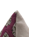 Pure Linen throw pillow cover with Block print - BETAL LEAF PURPLE - Fabdivine