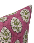 Pure Linen throw pillow cover with Block print - BETAL LEAF PURPLE - Fabdivine