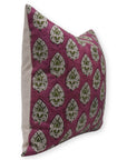 Pure Linen throw pillow cover with Block print - BETAL LEAF PURPLE - Fabdivine