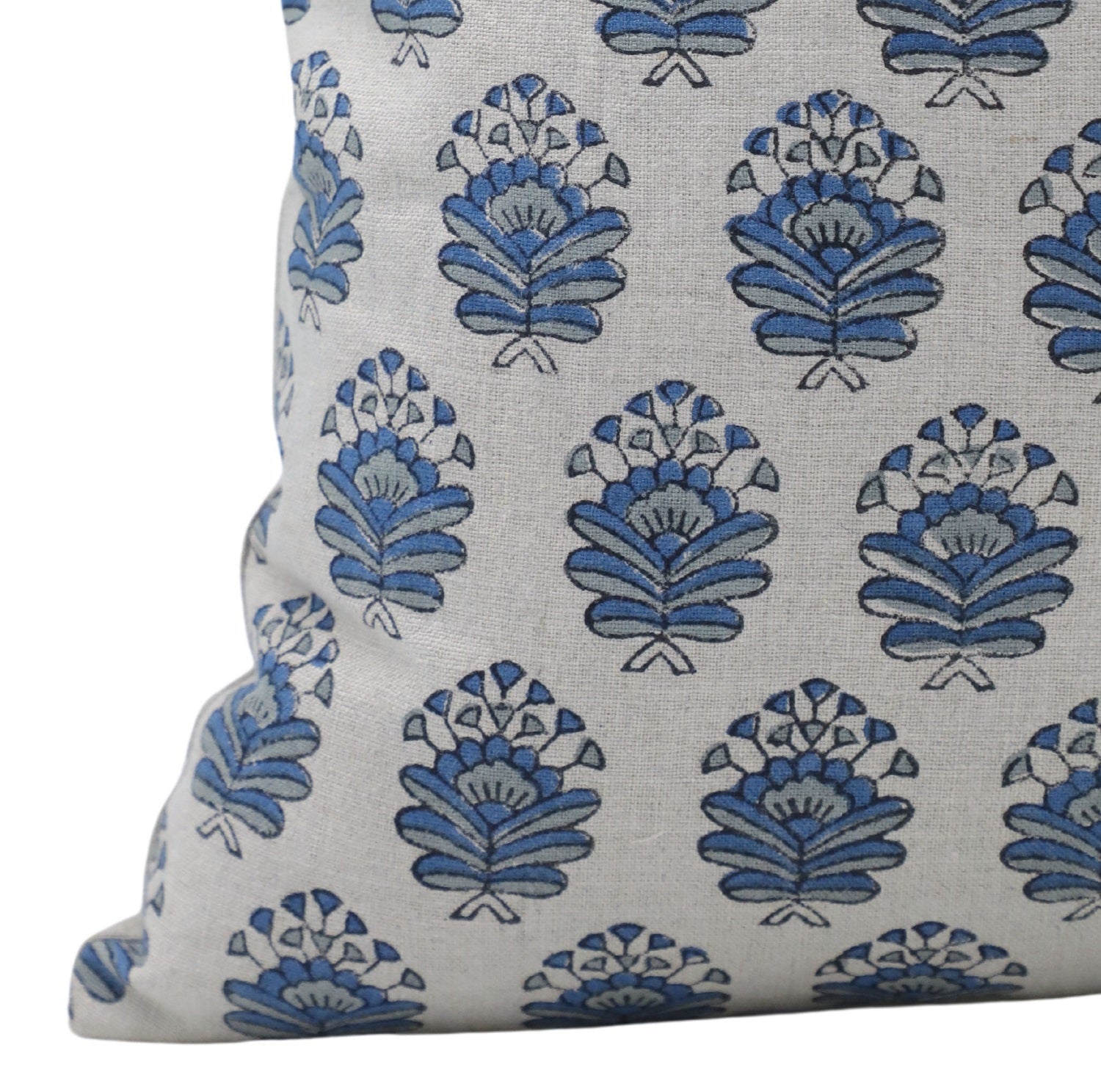 Block print Pillow cover for sofa, couch or bed- Pure Linen- BHEESHMA - Fabdivine