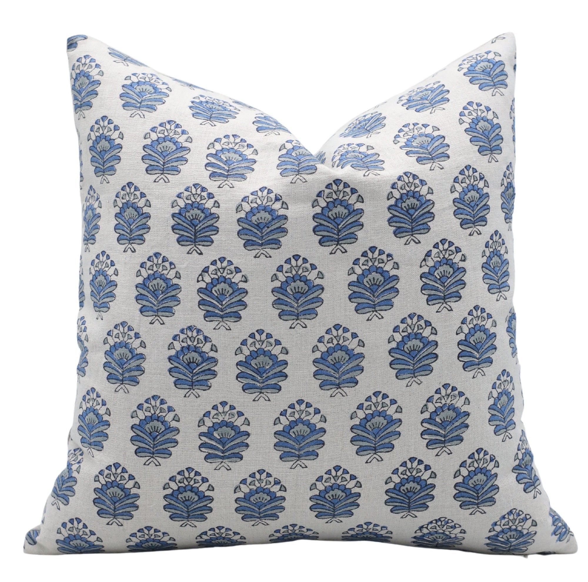 Block print Pillow cover for sofa, couch or bed- Pure Linen- BHEESHMA - Fabdivine