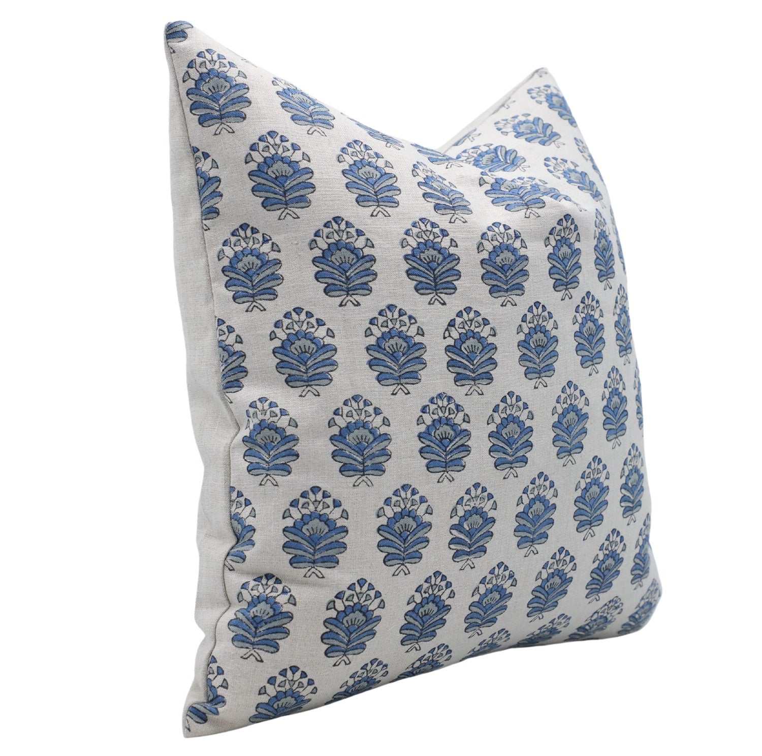 Block print Pillow cover for sofa, couch or bed- Pure Linen- BHEESHMA - Fabdivine