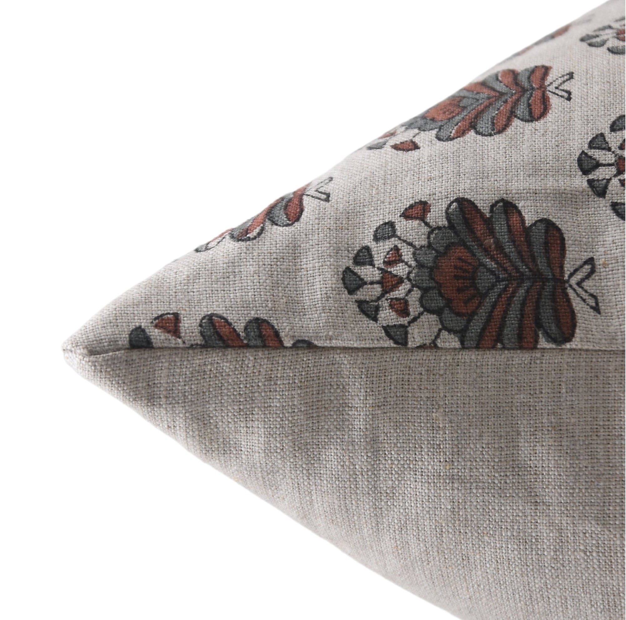 Block Print Pure Linen Pillow Cover - BHEESHMA - Fabdivine