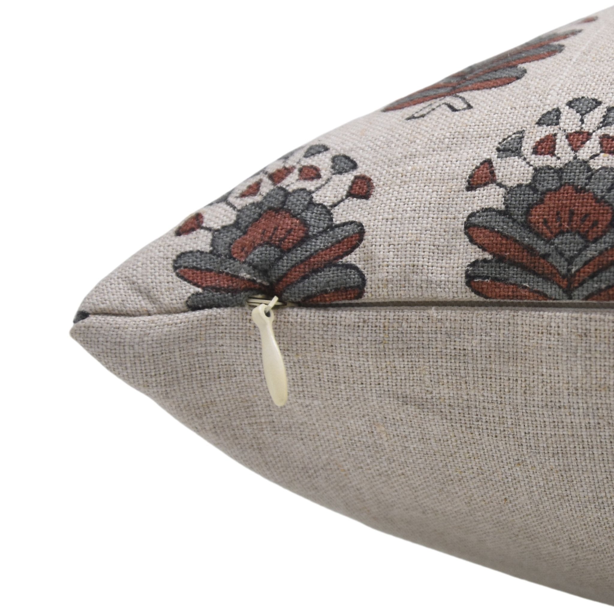 Block Print Pure Linen Pillow Cover - BHEESHMA - Fabdivine