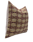 Pure Linen throw pillow cover in Block print - BIJHNI BROWN - Fabdivine