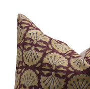 Pure Linen throw pillow cover in Block print - BIJHNI BROWN - Fabdivine