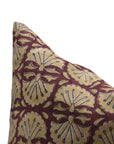 Pure Linen throw pillow cover in Block print - BIJHNI BROWN - Fabdivine