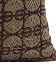 Pure Linen throw pillow cover in Block print - BIJHNI BROWN - Fabdivine