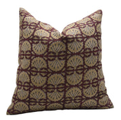 Pure Linen throw pillow cover in Block print - BIJHNI BROWN - Fabdivine