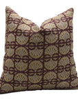 Pure Linen throw pillow cover in Block print - BIJHNI BROWN - Fabdivine