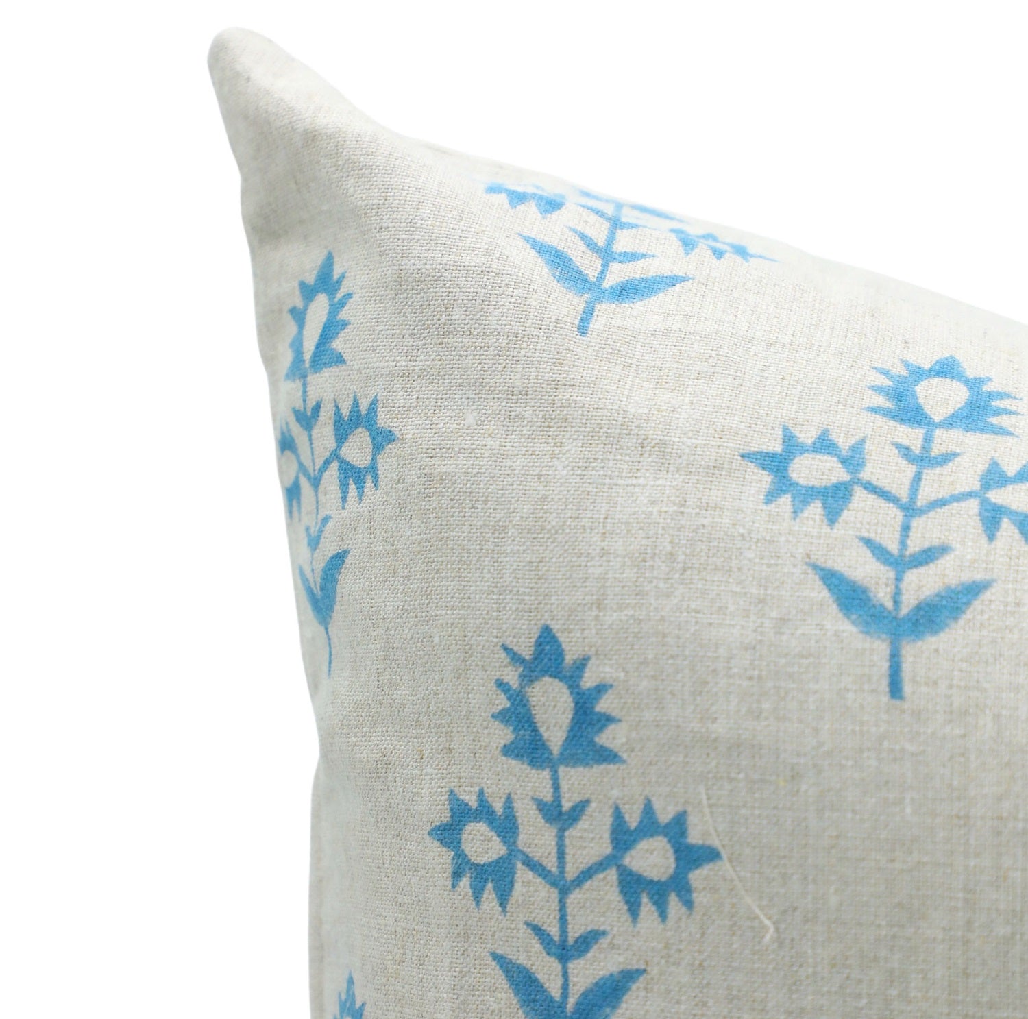 Block print Pure Linen throw pillow cover- CHAMELI - Fabdivine