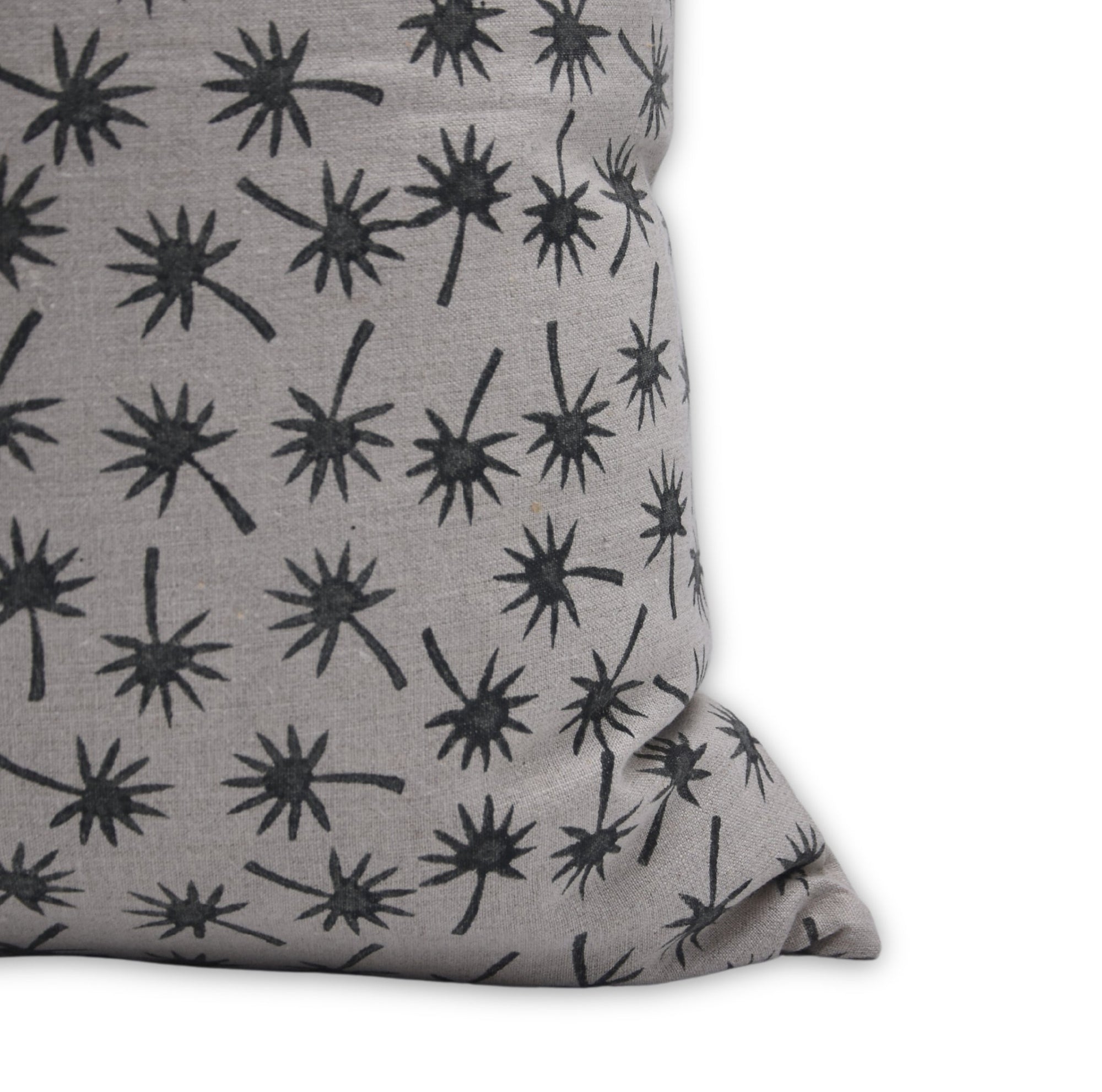 Block print pure linen throw pillow cover- COCONUT - Fabdivine